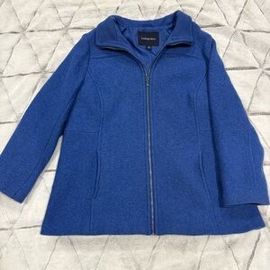 Lands' End Womens Fleece Jacket Size 16 Blue Full Zip Lined Pockets Long Sleeve